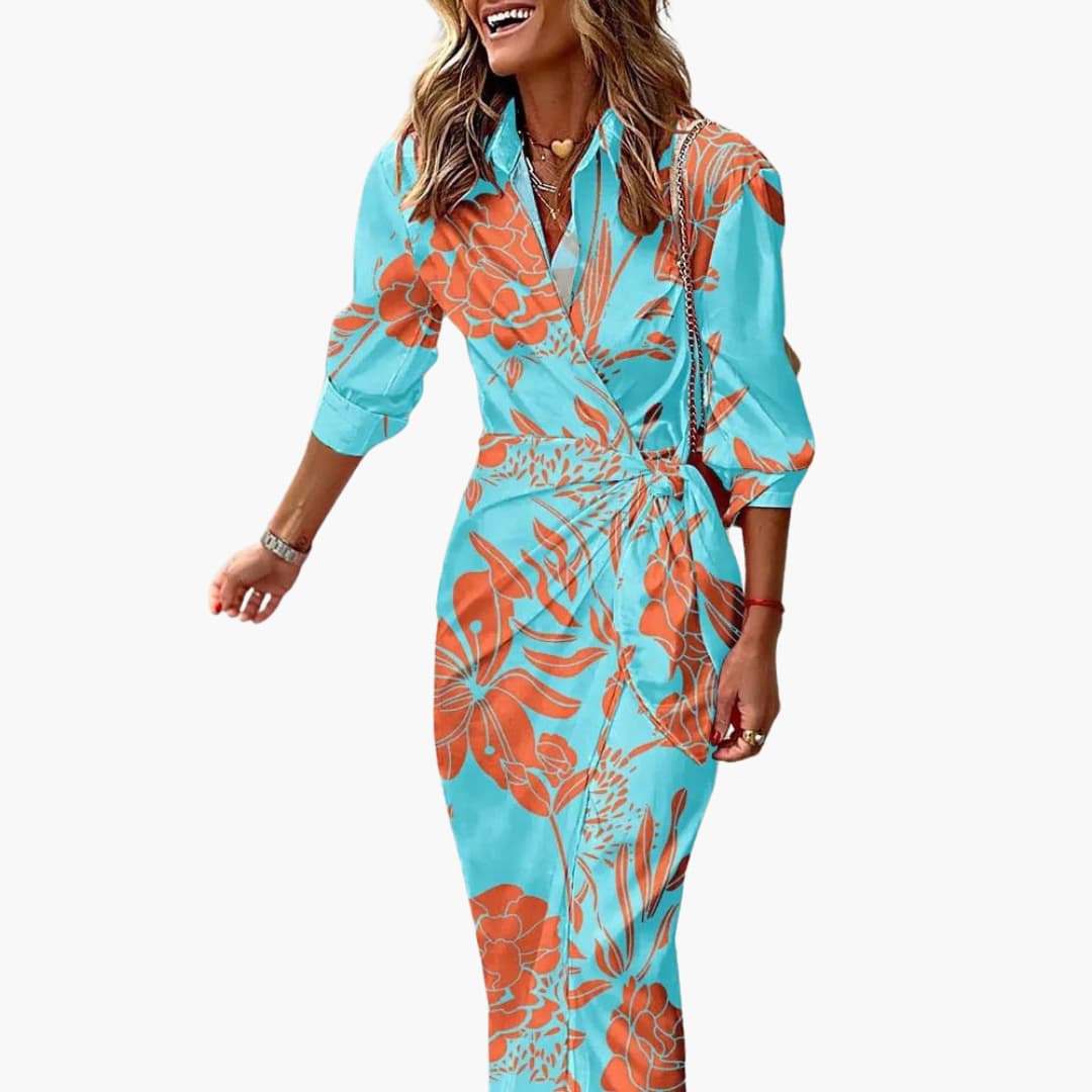Chic Striped Maxi Dress with Wrap Design | Elegant Cotton Dress for Effortless Style 2