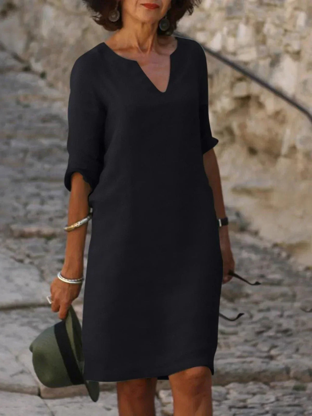 Elegant Collection | Women's Cocktail Dress with V-Neck & Pleated Design | Timeless Sophistication for Any Occasion 1