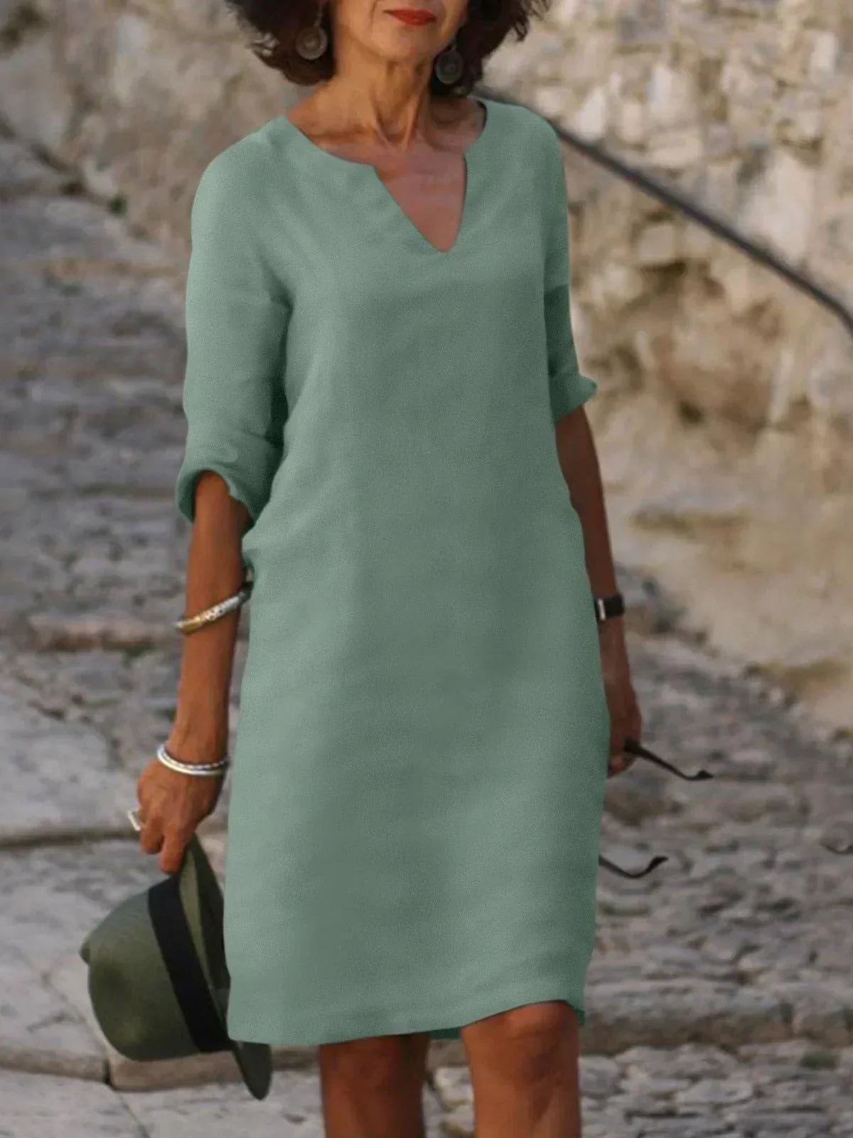 Elegant Collection | Women's Cocktail Dress with V-Neck & Pleated Design | Timeless Sophistication for Any Occasion 3