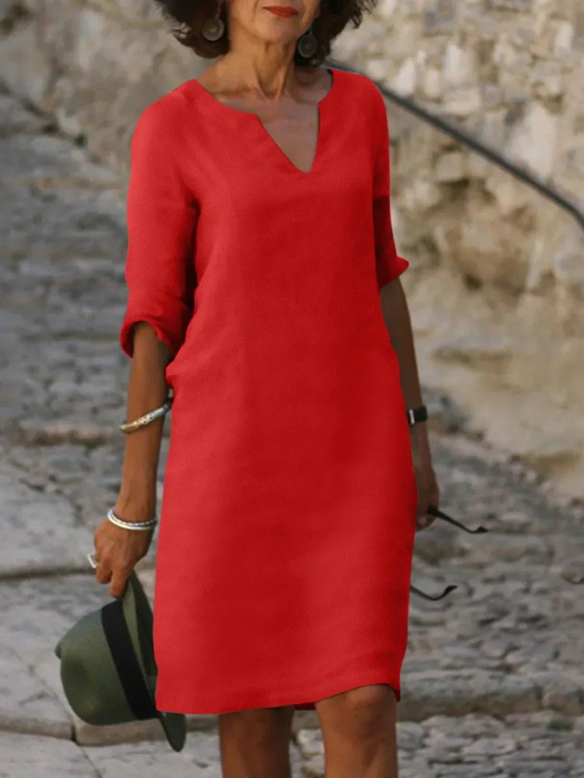 Elegant Collection | Women's Cocktail Dress with V-Neck & Pleated Design | Timeless Sophistication for Any Occasion 5