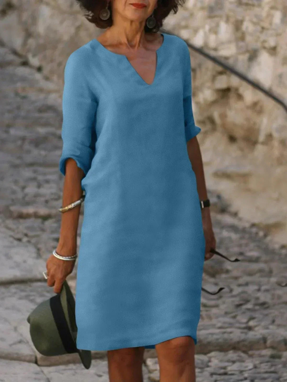 Elegant Collection | Women's Cocktail Dress with V-Neck & Pleated Design | Timeless Sophistication for Any Occasion 9