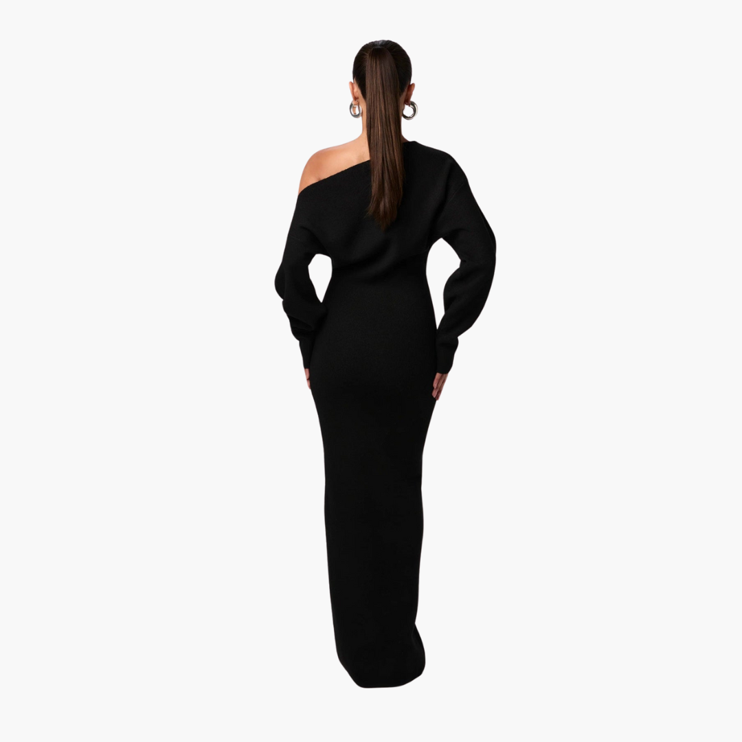 Elegant Evening Dress | Off-Shoulder Knit Dress with Flattering Fit | Versatile Style for Any Occasion 1