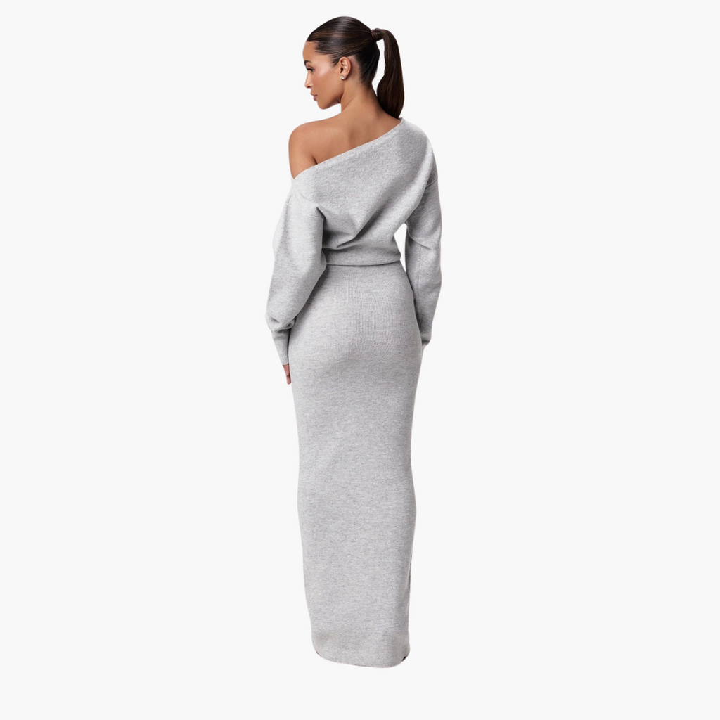 Elegant Evening Dress | Off-Shoulder Knit Dress with Flattering Fit | Versatile Style for Any Occasion 5