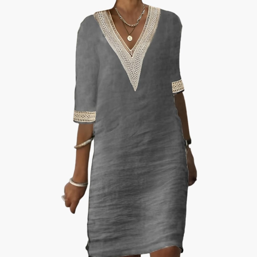 Elegant Knee-Length Dress for Women with Round Neck & Short Sleeves | Timeless Style for Everyday Wear 2