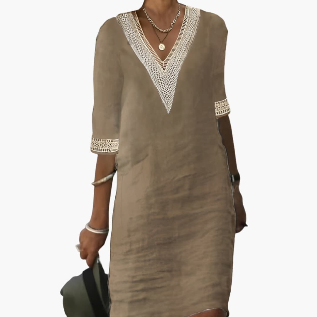 Elegant Knee-Length Dress for Women with Round Neck & Short Sleeves | Timeless Style for Everyday Wear 3