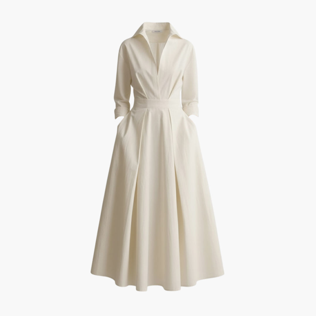 Elegant Long Shirt Dress with Defined Waist & Button Front for Chic Style 1