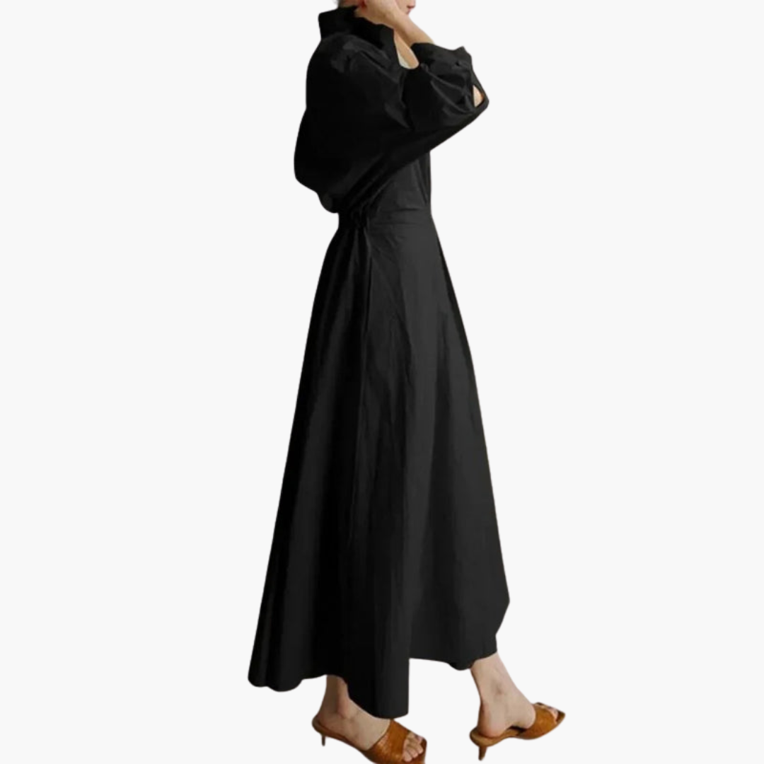 Elegant Long Shirt Dress with Defined Waist & Button Front for Chic Style 4