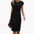 Elegant Midi Dress | Women's Round Neckline Dress with Defined Waist | Stylish Fit for Effortless Elegance 0