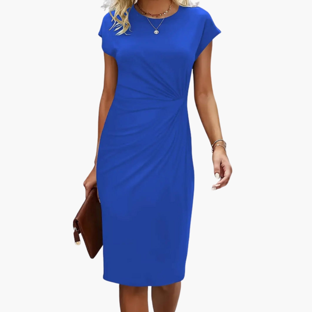 Elegant Midi Dress | Women's Round Neckline Dress with Defined Waist | Stylish Fit for Effortless Elegance 2