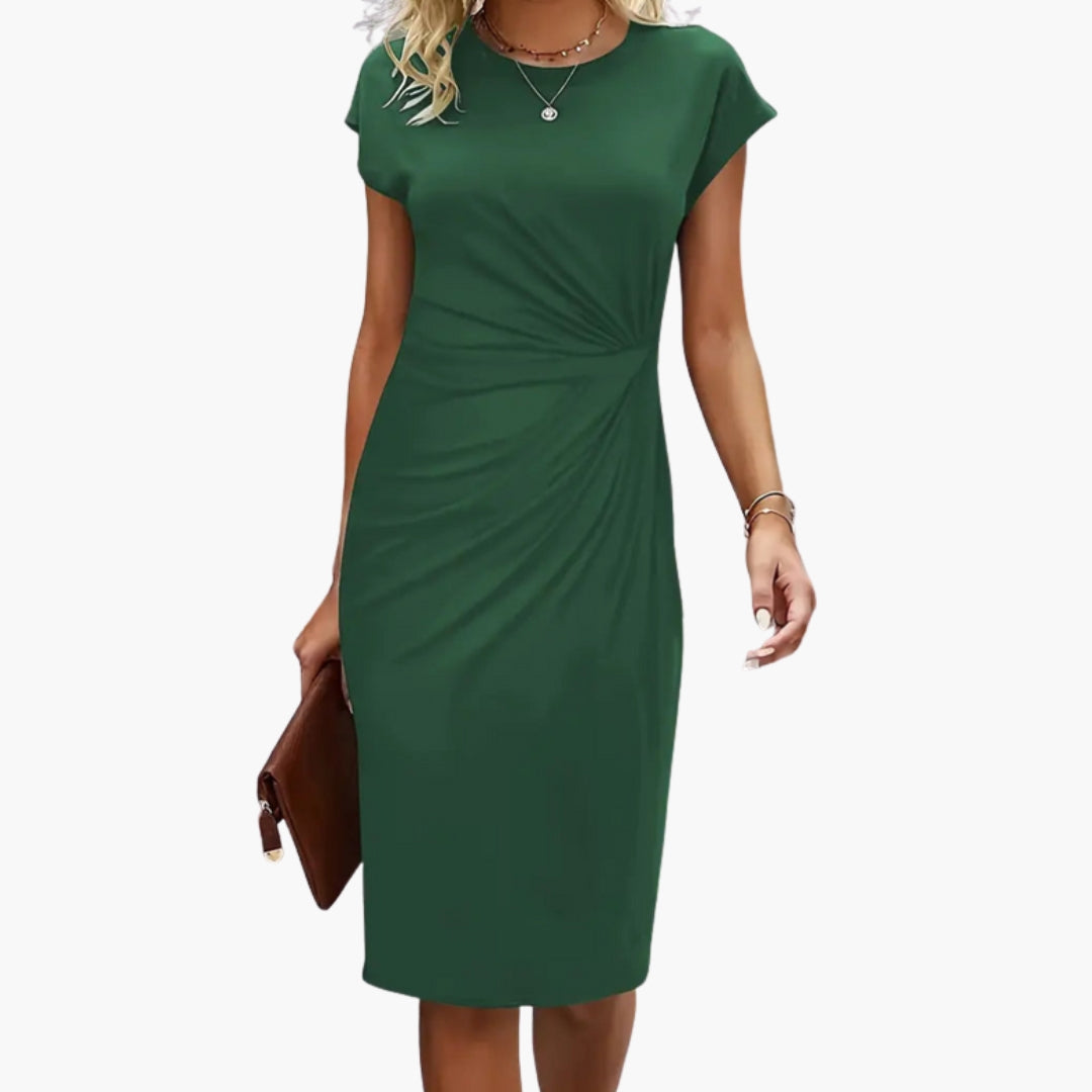 Elegant Midi Dress | Women's Round Neckline Dress with Defined Waist | Stylish Fit for Effortless Elegance 5