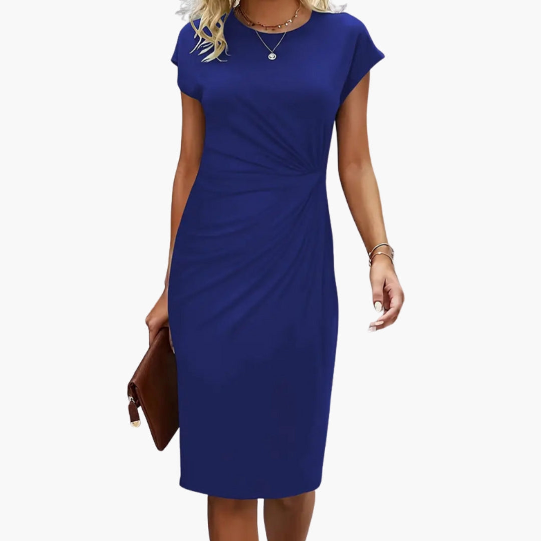 Elegant Midi Dress | Women's Round Neckline Dress with Defined Waist | Stylish Fit for Effortless Elegance 6