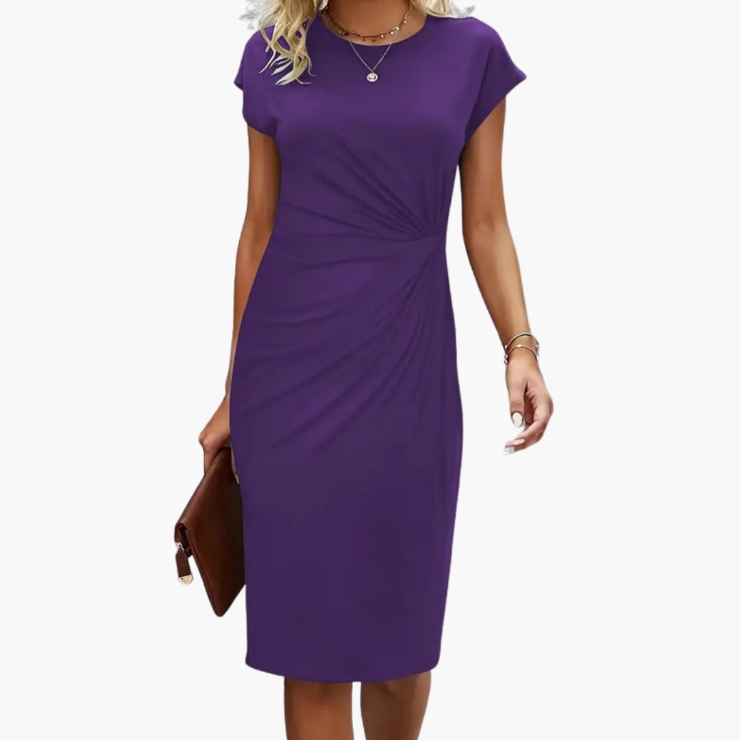 Elegant Midi Dress | Women's Round Neckline Dress with Defined Waist | Stylish Fit for Effortless Elegance 7