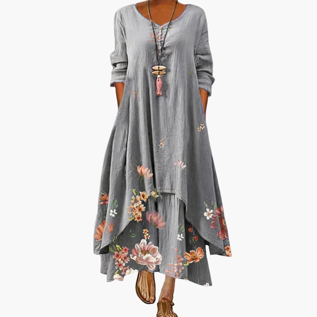 Elegant Women's Long Sleeve Dress with Side Pockets | A-Line Design for Effortless Style 2
