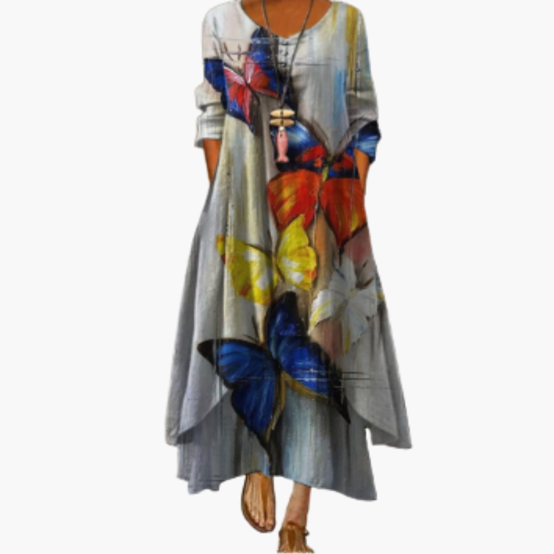 Elegant Women's Long Sleeve Dress with Side Pockets | A-Line Design for Effortless Style 7