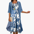 Floral Long Dress Set | Elegant Layered Cardigan with Ankle-Length Skirt for Stylish Comfort 0