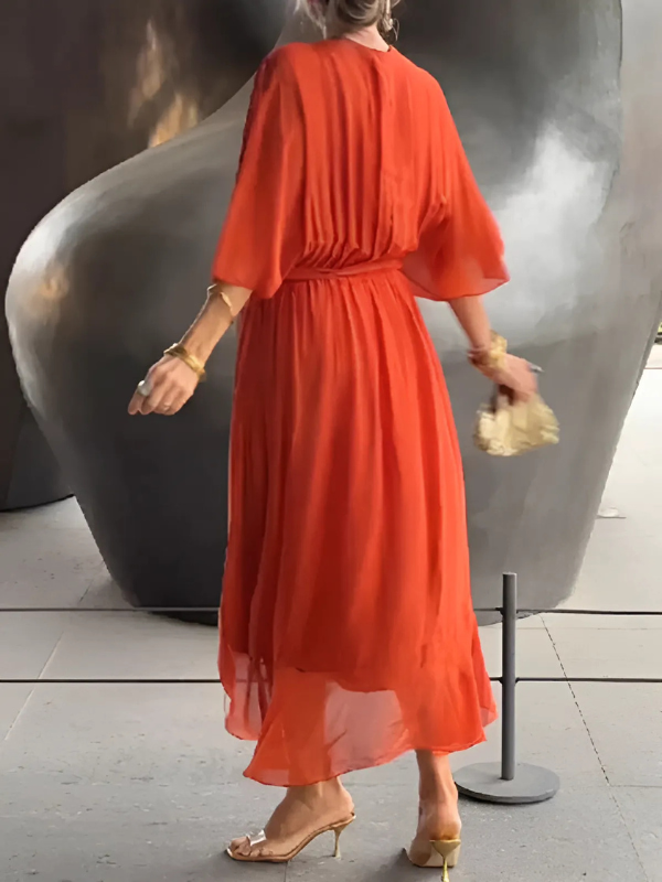 Lori™ | Women's Wrap Midi Dress with Adjustable Waist Tie | Elegant Summer Dress for All-Day Comfort 4