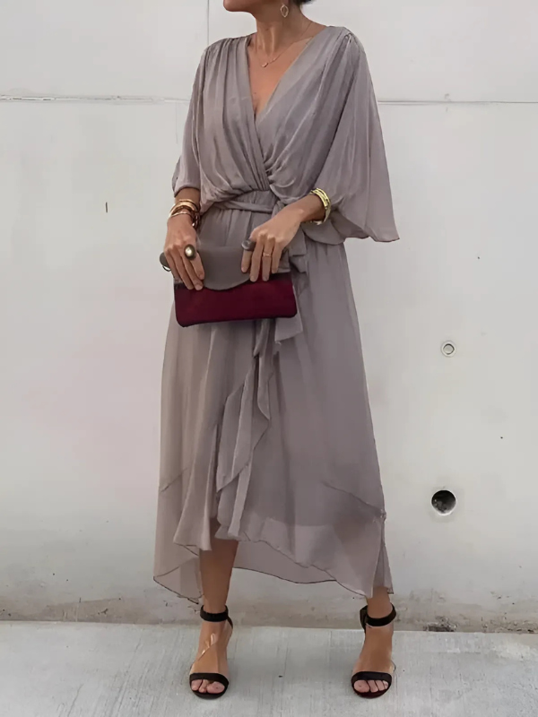 Lori™ | Women's Wrap Midi Dress with Adjustable Waist Tie | Elegant Summer Dress for All-Day Comfort 6